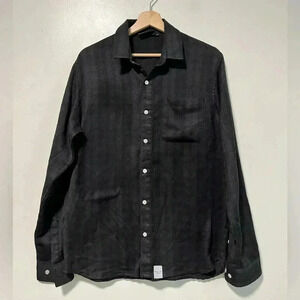 Nicce London Black Button-Up Shirt - Size M, Textured Stripes